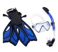 Folpus Maschera Subacquea con Set per Snorkeling Maschera a Boccaglio Chiusura Automatica Open Back Materiali Durevoli E Pelle Friendly per Uso Prolungato, Blu, M