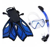 Folpus Maschera Subacquea con Set per Snorkeling Maschera a Boccaglio Chiusura Automatica Open Back Materiali Durevoli E Pelle Friendly per Uso Prolungato, Blu, L