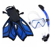 Folpus Maschera Subacquea con Set per Snorkeling Maschera a Boccaglio Chiusura Automatica Open Back Materiali Durevoli E Pelle Friendly per Uso Prolungato, Blu, S