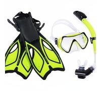 Folpus Maschera Subacquea con Set per Snorkeling Maschera a Boccaglio Chiusura Automatica Open Back Materiali Durevoli E Pelle Friendly per Uso Prolungato, Giallo, S