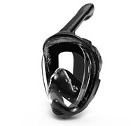 Folpus Maschera Subacquea Snorkeling Maschera Integrale Maschera Viso Completo Occhialino Sub Lente Chiara PC Ampio Angolo a Secco Silicone Confortevole, Nero, M