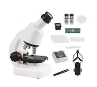 Folpus Microscopio Bambini Kit Scienza Giocattolo Educativo Strumento Esplorazione Pratica Scatola Campione Funzione Regolabile Adatto per Studio Laboratorio Giochi Domestici, Bianco