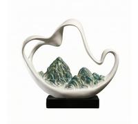Folpus Ornamento Montagna Stile Cinese Elegante Ornamento da Tavolo con Base Rettangolare Artistico Oggetto Decorativo per Ingresso