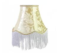 Folpus Paralume in Tessuto per Lampade da Tavolo Realizzazione Manuale Aspetto Sovrapposto Funzionalità di Diffusore Adatto per Camera da Letto Sala Studio, Oro, Con Motivo Floreale E Nappe