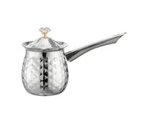 Folpus Pentolino Caffè in Acciaio Inox con Coperchio Antigoccia Pentola con Manico Lungo Pratico Unsile da per Montatura Lat, Preparazione Tè, Argento