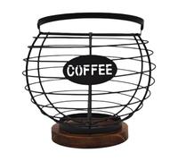 Folpus Porta Capsule di Caffè, Cestino per Capsule di Caffè, Base in Filo di Ferro, Cestino per Frutta, Contenitore Multiuso per Riporre Oggetti, Organiz, Nero