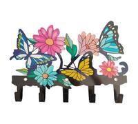 Folpus Portachiavi Da Parete Farfalla Fiori Porta Chiavi in 5 Ganci Organizer Da Muro Porta Borsa Cappotti Decorazione Creativa per Corri