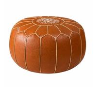 Folpus Pouf Marocchino Basso Pouf in Pelle Sintetica Sfoderabile Poggiapiedi per Stanza Tatami, Meditazione, Arancione, Solo Rivestimento