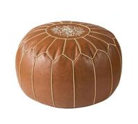 Folpus Pouf Marocchino Basso Pouf in Pelle Sintetica Sfoderabile Poggiapiedi per Stanza Tatami, Meditazione, Caffè, Solo Rivestimento