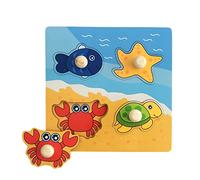Folpus Puzzle di Cartone Animato Puzzle di Abilità Motorie Fini Forma Gioco di Abbinamento Puzzle Peg Puzzle Board per I più Piccoli 2 3 4 Anni, Animali marini
