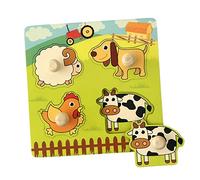 Folpus Puzzle di Cartone Animato Puzzle di Abilità Motorie Fini Forma Gioco di Abbinamento Puzzle Peg Puzzle Board per I più Piccoli 2 3 4 Anni, Azienda agricola