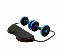 Folpus Ruota Addominali Rullo Addominali Roller Core Attrezzo Fitness con Doppia Ruota Antiscivolo E Tappetino Ginocchia Struttura Stabile per Allenare, Blu, Blu