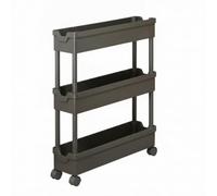 Folpus Scaffale a 3 Ripiani con Ruote Stabile | Autoportante, Pratico, Carrello Multiuso, per Lavanderia, Nero, 12CM
