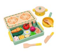 Folpus Set da Giocattolo in Legno per Bambini con E Accessori per re con Verdure Carne Finti per Sviluppare Il Pensiero Creativo Adatto per attività Prescolari E Gioco Familiare