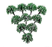 Folpus Set di 10 Alberi in 1:200 per Diorami Ferroviari in Miniatura, Verde Bianco