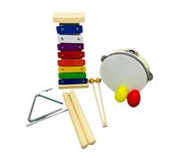 Folpus Set di 5 Strumenti Musicali per Bambini: percussioni, Bastoncini ritmici, tamburello, sonagli a Forma di Uovo, per Bambini dai Anni.