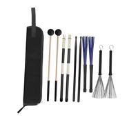 Folpus Set di bacchette e spazzole per batteria, robuste, leggere, con borsa per il trasporto, in metallo, ideali per la musica folk professionale.