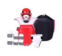 Folpus Set di equipaggiamento per Sparring di Karate, Gilet e caschetto da, Attrezzatura Protettiva per Taekwondo per Esercizi, Allenamento di Taekwondo, Rosso, per 110-130 Cm