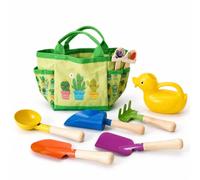 Folpus Set Giochi Sabbia Bambini Kit Sabbiera Spiaggia Giocattoli Attrezzi Legno Metallo Plastica Borsa Tessuto Due Manici Annaffiatoio Adatto per Spiaggia, Verde, 50 26 4.5