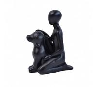 Folpus Statuetta in Resina con Figura Figura Antropomorfa Cane Figurina Decorativa con Base Stabile Compatta Oggetto Decorativo per Ufficio, Nero, Kneel By25090