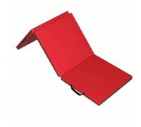 Folpus Tappetino per Esercizi Pieghevole con Maniglie Integrate E Materiale Resistente in Pelle Sintetica per Fitness, Rosso Cinese, Tappetino Pieghevole A Tre Sezioni in Pelle Spessa 180 60 5cm