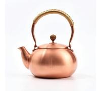 Folpus Teiera Artigianale in Rame Puro Teiera da Fuoco Kettle per Preparare Tè con Manico Comodo Controllo Sicuro Del Versaggio, 1200ml, Liscio