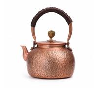 Folpus Teiera Artigianale in Rame Puro Teiera da Fuoco Kettle per Preparare Tè con Manico Comodo Controllo Sicuro Del Versaggio, 600ml, Martellato