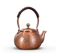 Folpus Teiera Artigianale in Rame Puro Teiera da Fuoco Kettle per Preparare Tè con Manico Comodo Controllo Sicuro Del Versaggio, 1200ml, Martellato