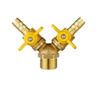 Folpus Valvola a sfera del gas con 2 interruttori, raccordo professionale, valvola di intercettazione a 3 vie, connettore divisore per tubo flessibile a Y, Maschio
