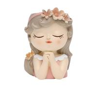 Folpus Vaso da Fiori con Faccia di Ragazza, in Resina, per Interni ed Esterni, con Foro di drenaggio, Porta Bonsai, Vaso da Fiori fatato, Rosa Marrone, 8x7x11cm