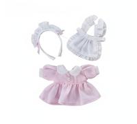 Folpus Vestito Bambola Abito Gonna Completo Accessori Capo con Grembiule E Fascia in Tessuto per Divisa Cameriera Adatto per Collezionisti Servizi Fotografici Esposizione, Rosa