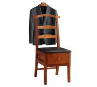 FOLREORP Indossatore Legno con Cassetto Servomuto con Seduta Appendiabiti con Appendi Pantalone e gancio per cravatta Appendiabiti di Design per Giacca cravatte e Pantalone Servo Muto Da Camera