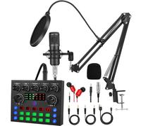 FOLTUSYMY Podcast Equipment Bundle, interfaccia audio all-in-one con microfono a condensatore per la registrazione di podcast, live streaming, PC, smartphone, DJ, YouTube, TikTok