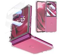 Foluu per Motorola Razr 60 Ultra 2025 Cover etransparent con Pellicola di Protezione dello schermo integrata nella parte anteriore Cover Rigida PC Protezione del Paraurti Posteriore Antiurto Anti