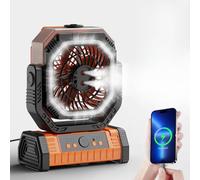 Foluu Ventilatore da campeggio 3 in 1 con nebbia e luce, ventola alimentata a batteria da 20000 mAh, telecomando, oscillazione automatica a 90°, dispositivo di raffreddamento a spruzzo a doppio ugello