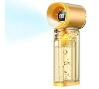 Foluu Ventilatore nebulizzatore portatile con schermo digitale, mini ventilatore ricaricabile USB a 6 velocità, serbatoio d'acqua 40 ml, rinfrescante d'aria, per viaggi, esterni e trucco, giallo