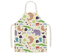 FOMAISELF Grembiule da cucina in lino per bambini - Grembiule per bambini con motivo a simpatici animali, grembiuli per figlia e figlio per la festa di pittura di cottura al forno