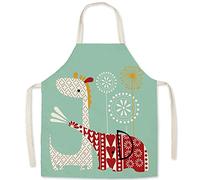 FOMAISELF Grembiule da cucina in lino per bambini - Simpatico motivo a elefante e giraffa Grembiule per bambini, grembiule per ragazzi e ragazze per la festa di pittura di cottura al forno