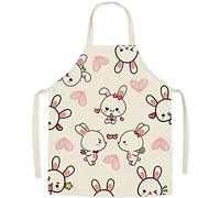 FOMAISELF Grembiule da cucina per bambini in lino - Grembiule per bambini con motivo a coniglio carino, grembiuli per figlia e figlio per la festa di pittura di cottura al forno