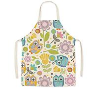 FOMAISELF Grembiule da cucina per bambini in lino-grembiule per bambini con motivo a gufo carino, grembiuli per figlia e figlio per la festa di pittura di cottura al forno