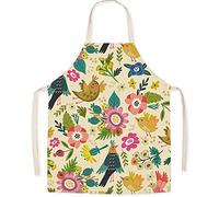 FOMAISELF Grembiule da cucina per bambini in lino - Grembiule per bambini con motivo a uccelli carini, grembiuli per figlia e figlio per la festa di pittura di cottura al forno