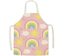 FOMAISELF Grembiule da cucina per bambini in lino-grembiule per bambini con motivo arcobaleno carino, grembiuli per figlia e figlio per la festa di pittura di cottura al forno