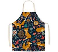 FOMAISELF Grembiule da cucina per bambini in lino-grembiule per bambini con motivo volpe carino, grembiuli per figlia figlio per cucinare la festa di pittura al forno