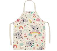 FOMAISELF Grembiule da cucina per bambini in lino-grembiule per bambini modello Koala carino, grembiuli per figlia figlio per cucinare la festa di pittura al forno