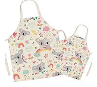 FOMAISELF Grembiule da cucina per genitori e figli in lino-grembiule per mamma e bambino con motivo a koala, grembiuli per figlia e figlio di mamma per cucinare e dipingere la festa