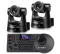 FoMaKo NDI Telecamera PTZ Set di 30X Zoom Ottico FHD AI Tracciamento con SDI HDMI IP PoE, Live Streaming Kit (2 Telecamera KN30A NDI e 1 IP PTZ controller KC608-Pro), BN302