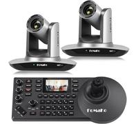 FoMaKo Supporto per telecamera NDI 6 e NDI HX3, telecamera PTZ HDMI con tracciamento automatico AI, zoom ottico 20x PoE PTZ Controller (NDI PTZ Bundle FMK20UH NDI x2 + KC608) BN402