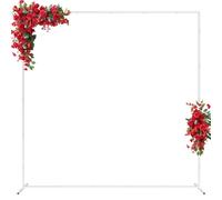 Fomcet, Kit di archi rettangolari in metallo, per cerimonia nuziale, arco di palloncini, arco quadrato floreale da giardino con sfondo, per festa di compleanno, addio al nubilato, 2 x 2 m, bianco