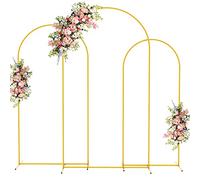 Fomcet Set di 3 supporti ad arco in metallo color oro per arco nuziale, 2,7 m, 1,8 m e 1,8 m, cornice ad arco per sfondo per feste di compleanno, baby shower, cerimonie di laurea, decorazione