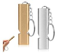 FOMGIIN 2 Pezzi Fischietto Emergenza, Fischietti Arbitro, Fischietto Emergenza Montagna, Fischietti Lega di Alluminio, Adatto per Calcio Sport Campeggio Escursionismo (Oro/Argento)